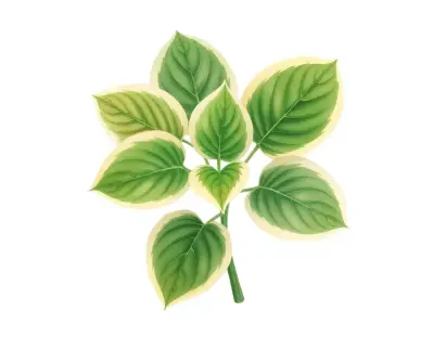 AI-generated watercolor illustration of Hosta 'Kiwi Spearmint' (not a photograph)