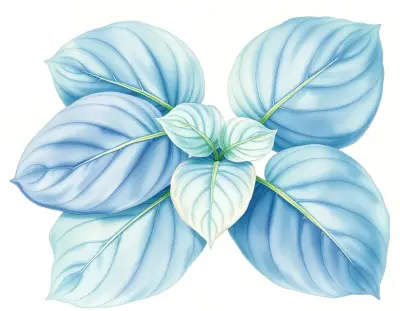 AI-generated watercolor illustration of Hosta 'Kiwi Waves' (not a photograph)