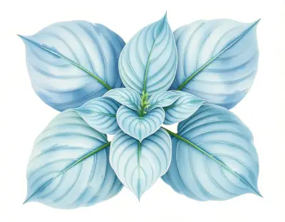 AI-generated watercolor illustration of Hosta 'KL's Choice' (not a photograph)