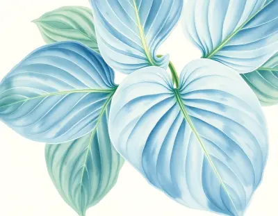 AI-generated watercolor illustration of Hosta 'Kris Krinkle' (not a photograph)
