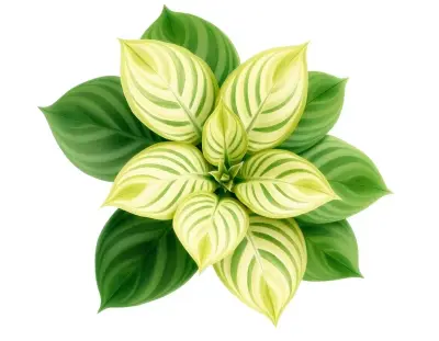 AI-generated watercolor illustration of Hosta 'Kryptonite' (not a photograph)