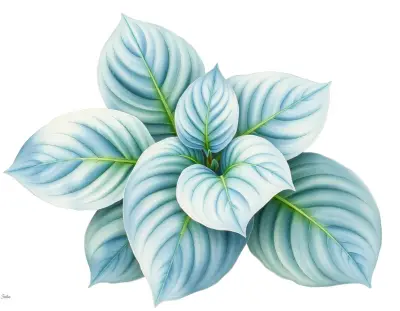 AI-generated watercolor illustration of Hosta 'Lady Liberty's Flame' (not a photograph)