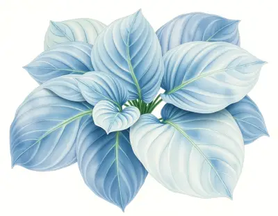 AI-generated watercolor illustration of Hosta 'Lake Louise' (not a photograph)