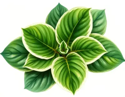 AI-generated watercolor illustration of Hosta 'Lakeside Down Sized' (not a photograph)