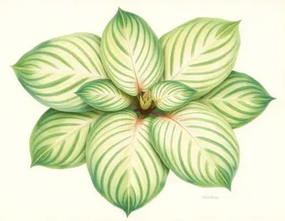 AI-generated watercolor illustration of Hosta 'Lakeside Foiled Plot' (not a photograph)