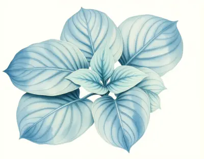 AI-generated watercolor illustration of Hosta 'Lakeside Frosted Mint' (not a photograph)