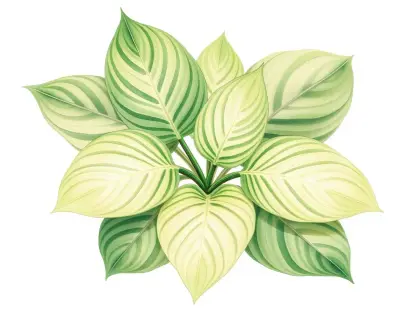 AI-generated watercolor illustration of Hosta 'Lakeside Grandee' (not a photograph)