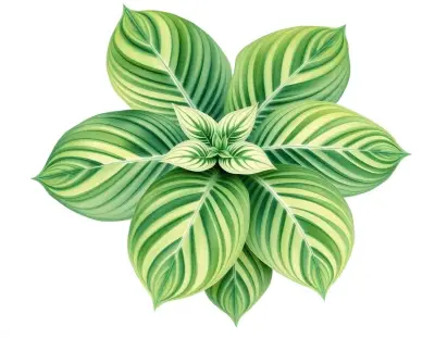 AI-generated watercolor illustration of Hosta 'Lakeside Iron Man' (not a photograph)