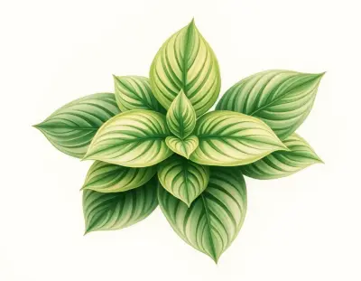AI-generated watercolor illustration of Hosta 'Lakeside Knickknack' (not a photograph)