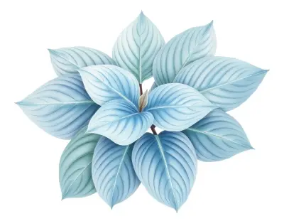AI-generated watercolor illustration of Hosta 'Lakeside Lagoon' (not a photograph)