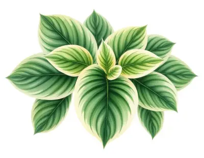 AI-generated watercolor illustration of Hosta 'Lakeside Metered Light' (not a photograph)