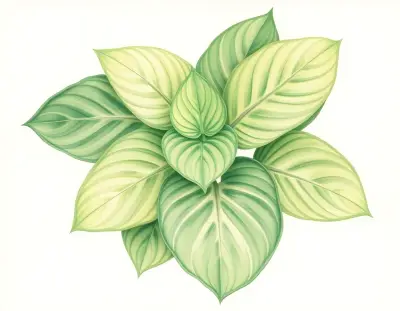AI-generated watercolor illustration of Hosta 'Lakeside Pillow Talk' (not a photograph)