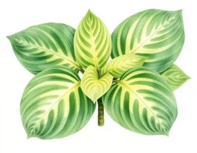 AI-generated watercolor illustration of Hosta 'Lakeside Ripples' (not a photograph)