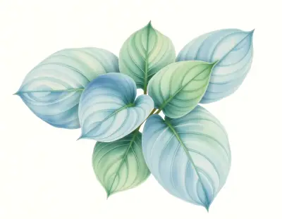 AI-generated watercolor illustration of Hosta 'Lakeside Sapphire Pleats' (not a photograph)