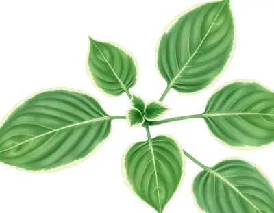 AI-generated watercolor illustration of Hosta 'Lakeside Sophistication' (not a photograph)