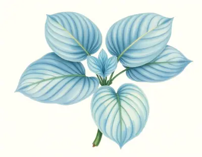 AI-generated watercolor illustration of Hosta 'Lakeside Waltz King' (not a photograph)