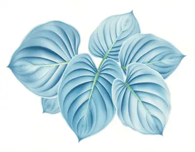 AI-generated watercolor illustration of Hosta 'Lauman Garden Blue' (not a photograph)