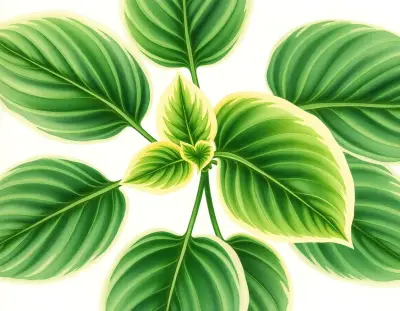 AI-generated watercolor illustration of Hosta 'Leather Belt' (not a photograph)