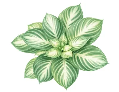AI-generated watercolor illustration of Hosta 'Letha Mae' (not a photograph)