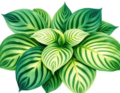 AI-generated watercolor illustration of Hosta 'Lettuce Salad' (not a photograph)