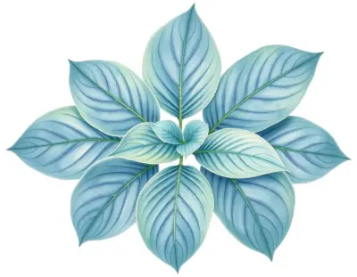 AI-generated watercolor illustration of Hosta 'Lighthouse' (not a photograph)