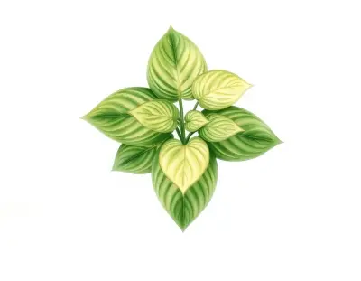 AI-generated watercolor illustration of Hosta 'Little Red Rooster' (not a photograph)