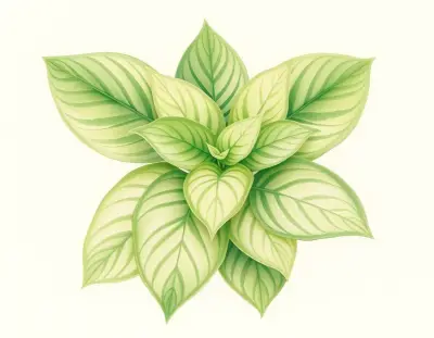 AI-generated watercolor illustration of Hosta 'Little Wiggler' (not a photograph)