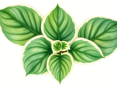 AI-generated watercolor illustration of Hosta 'Lodikito' (not a photograph)