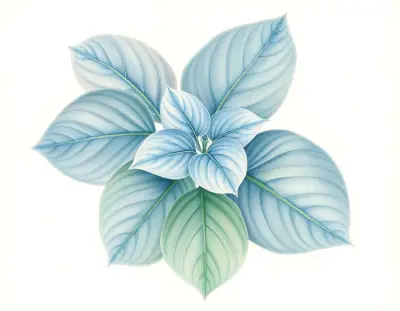 AI-generated watercolor illustration of Hosta 'Logan' (not a photograph)