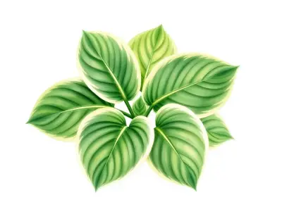 AI-generated watercolor illustration of Hosta 'Lollapalooza' (not a photograph)