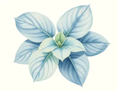 AI-generated watercolor illustration of Hosta 'Lost at Sea' (not a photograph)
