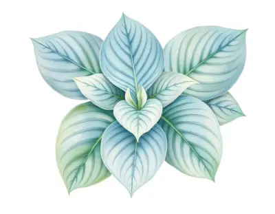 AI-generated watercolor illustration of Hosta 'Lovelight' (not a photograph)