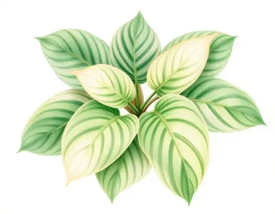 AI-generated watercolor illustration of Hosta 'Lucky Charm' (not a photograph)