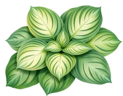 AI-generated watercolor illustration of Hosta 'Lucy's Crinkles' (not a photograph)