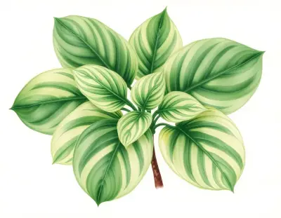 AI-generated watercolor illustration of Hosta 'Lunar Night' (not a photograph)