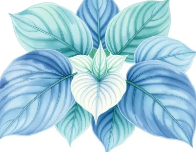 AI-generated watercolor illustration of Hosta 'Lunar Sea' (not a photograph)