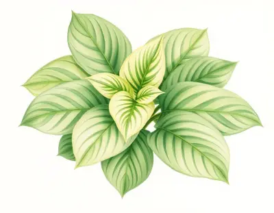AI-generated watercolor illustration of Hosta 'M. Owen Papuga' (not a photograph)