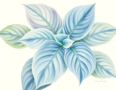 AI-generated watercolor illustration of Hosta 'Made from Scratch' (not a photograph)