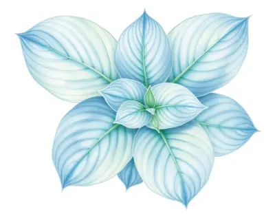 AI-generated watercolor illustration of Hosta 'Maize and Blue' (not a photograph)