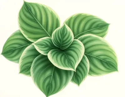 AI-generated watercolor illustration of Hosta 'Majestic' (not a photograph)