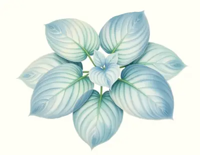 AI-generated watercolor illustration of Hosta 'Mandelbrot Set' (not a photograph)