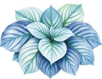 AI-generated watercolor illustration of Hosta 'Maniac' (not a photograph)