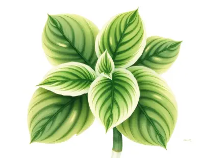 AI-generated watercolor illustration of Hosta 'Marbled Cream Elite' (not a photograph)