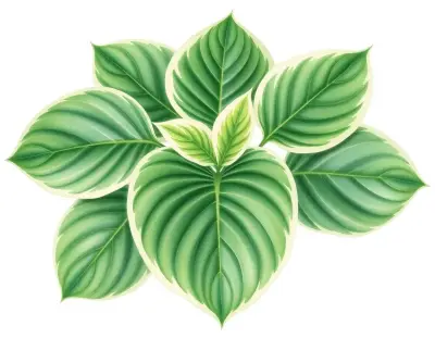 AI-generated watercolor illustration of Hosta 'Marbled White' (not a photograph)