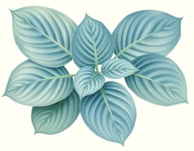 AI-generated watercolor illustration of Hosta 'Margie's Angel' (not a photograph)