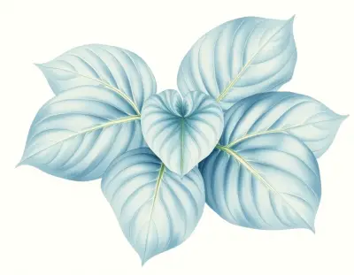 AI-generated watercolor illustration of Hosta 'Mark Anthony' (not a photograph)