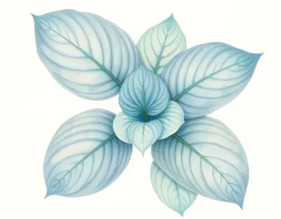 AI-generated watercolor illustration of Hosta 'Marlu's Marshall' (not a photograph)