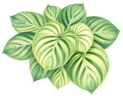 AI-generated watercolor illustration of Hosta 'Matthew Braedon' (not a photograph)