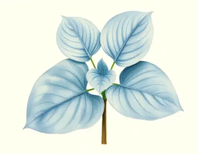 AI-generated watercolor illustration of Hosta 'Maui Blue Surf' (not a photograph)