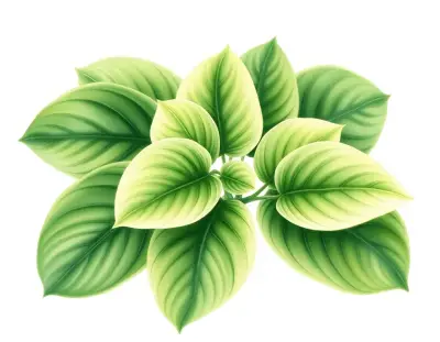 AI-generated watercolor illustration of Hosta 'Merry Christmas' (not a photograph)